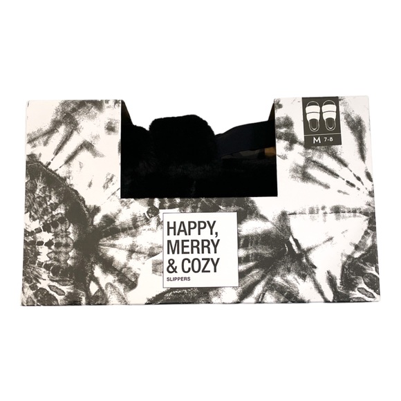 JENNI Women's Plush Faux Fur Slide Boxed Slippers - Black - Picture 5 of 5